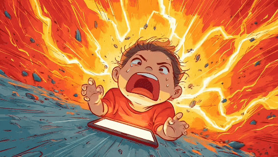 Tantrum to smiles transformation GIF showing how to end screen time without tears using routines